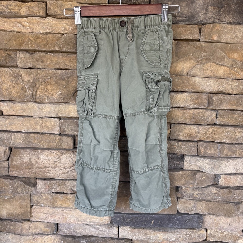 Baby Gap Olive Hunter Green 4t Cargo Pants Lined Boys Winter Snap Pockets